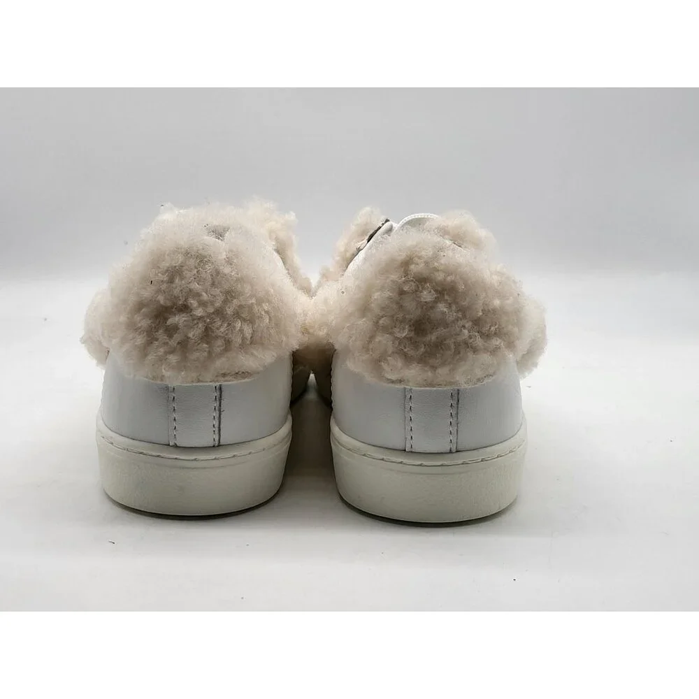 Stuart Weitzman Daryl Cozy Shearling Sneakers Women's 5.5B White Leather‎ NWOB